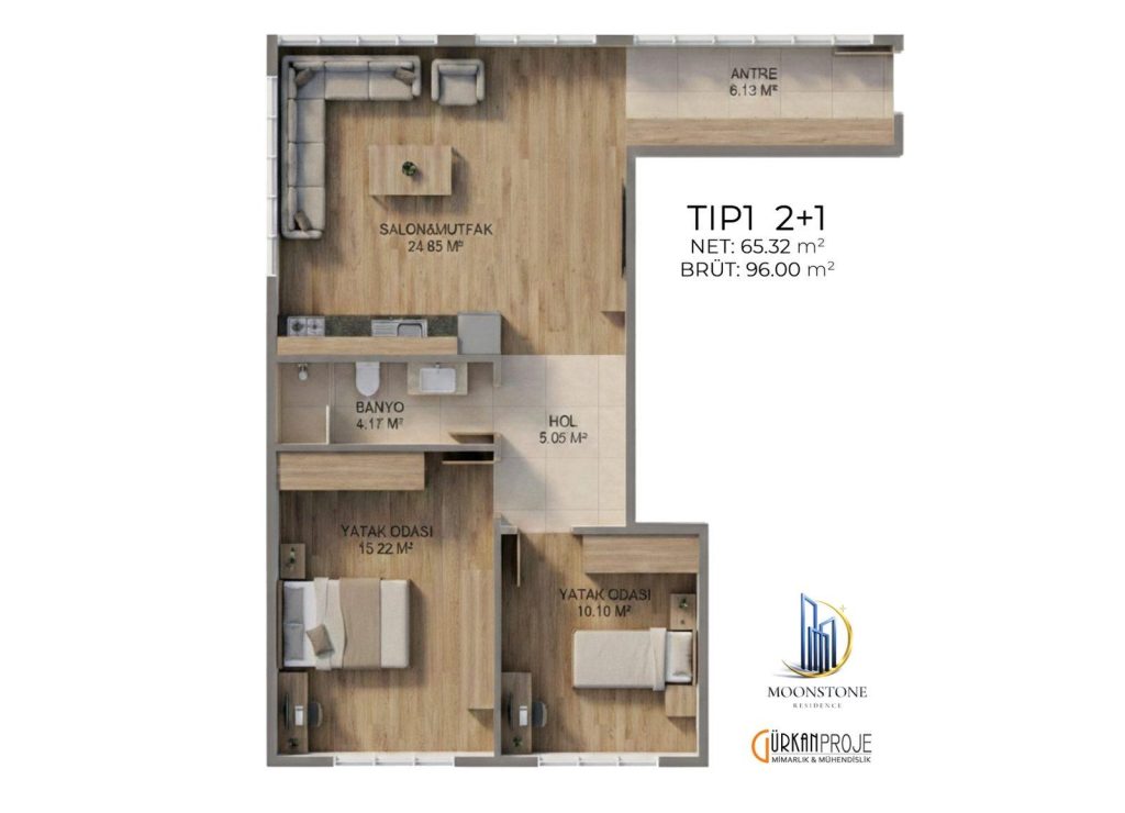 Tip 1 daire planı